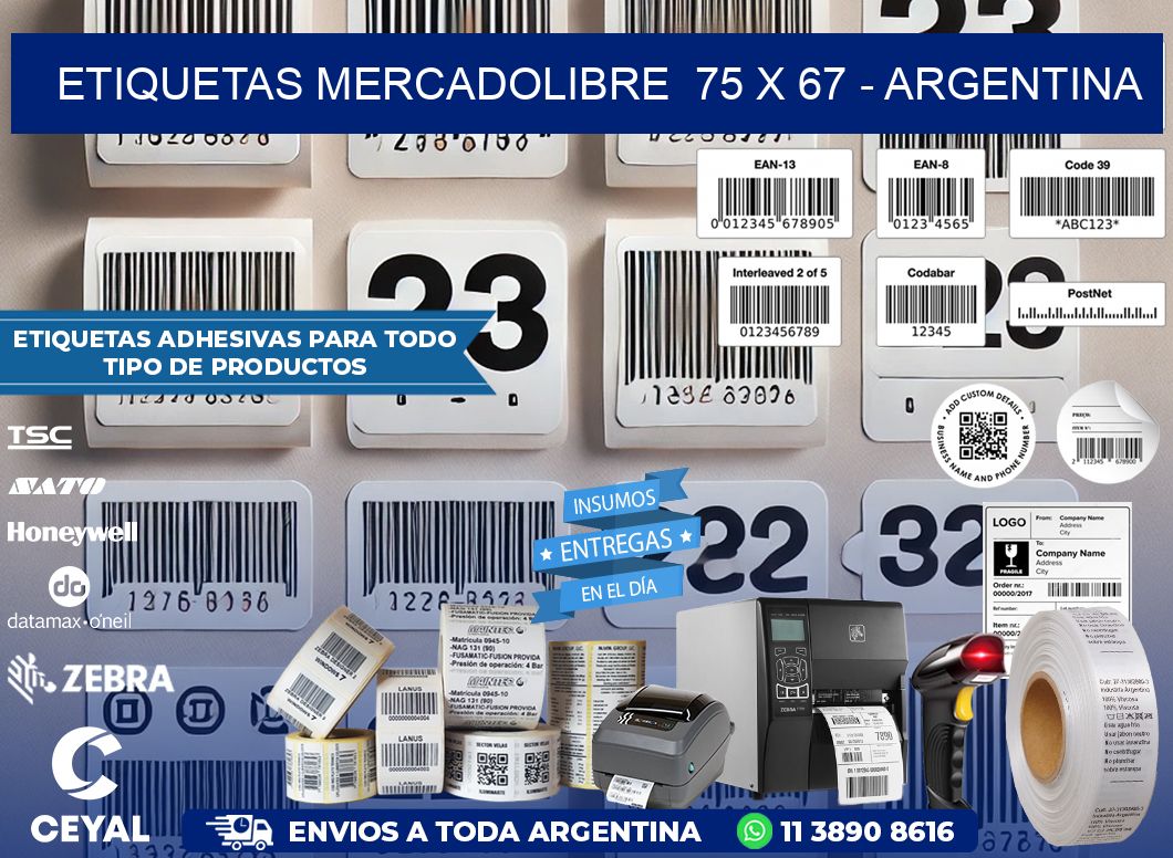 ETIQUETAS MERCADOLIBRE  75 x 67 – ARGENTINA