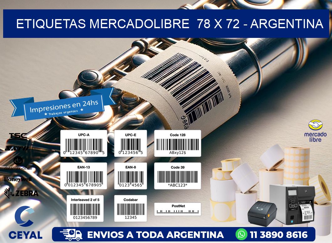 ETIQUETAS MERCADOLIBRE  78 x 72 - ARGENTINA