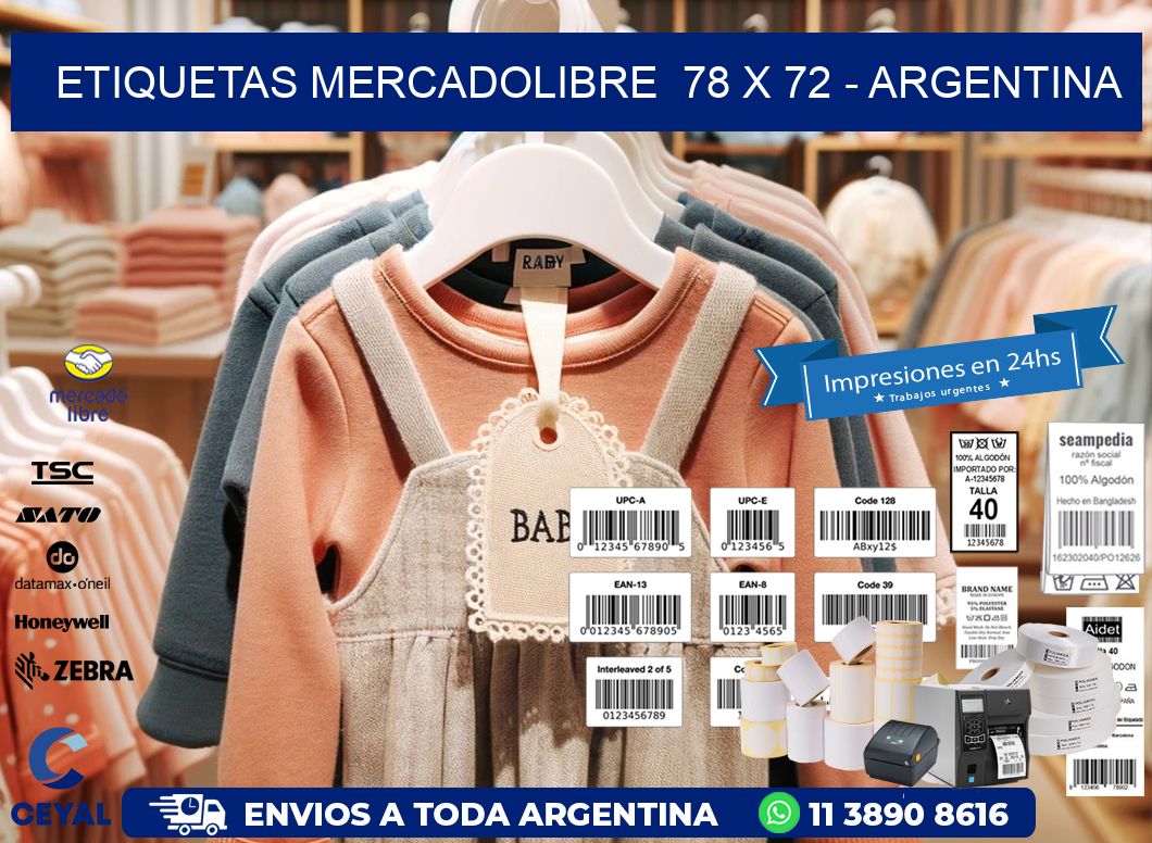 ETIQUETAS MERCADOLIBRE  78 x 72 - ARGENTINA