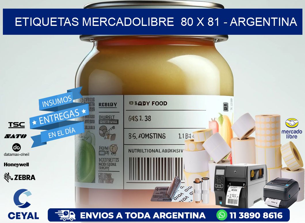 ETIQUETAS MERCADOLIBRE  80 x 81 - ARGENTINA