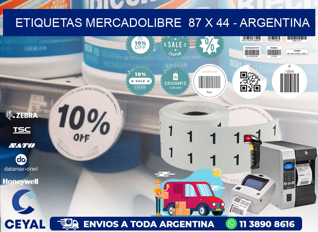 ETIQUETAS MERCADOLIBRE  87 x 44 - ARGENTINA