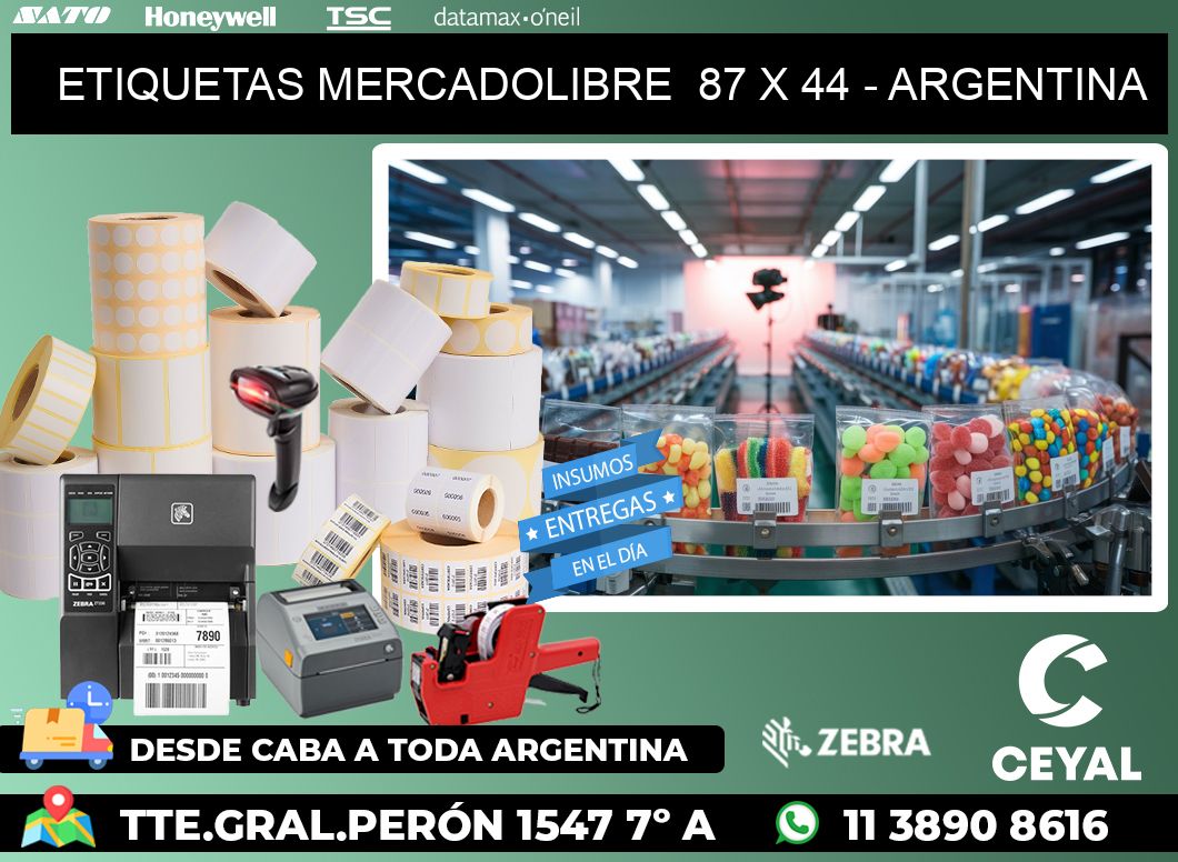 ETIQUETAS MERCADOLIBRE  87 x 44 - ARGENTINA