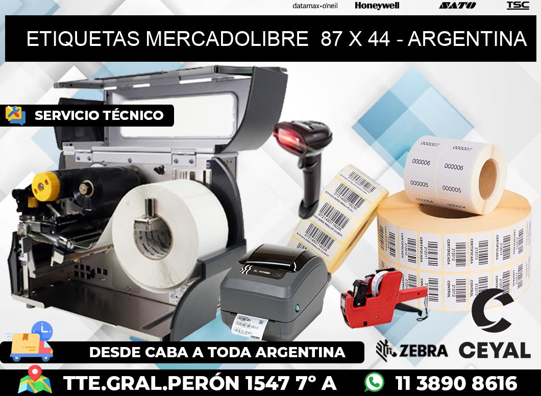 ETIQUETAS MERCADOLIBRE  87 x 44 - ARGENTINA