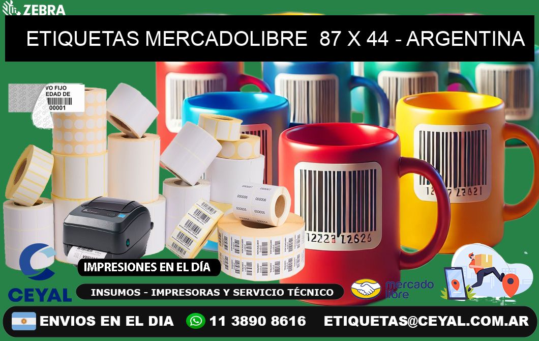 ETIQUETAS MERCADOLIBRE  87 x 44 - ARGENTINA