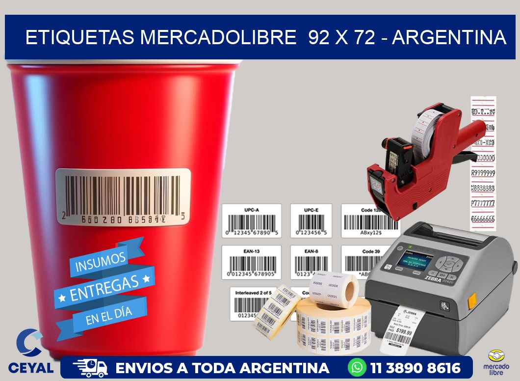 ETIQUETAS MERCADOLIBRE  92 x 72 – ARGENTINA