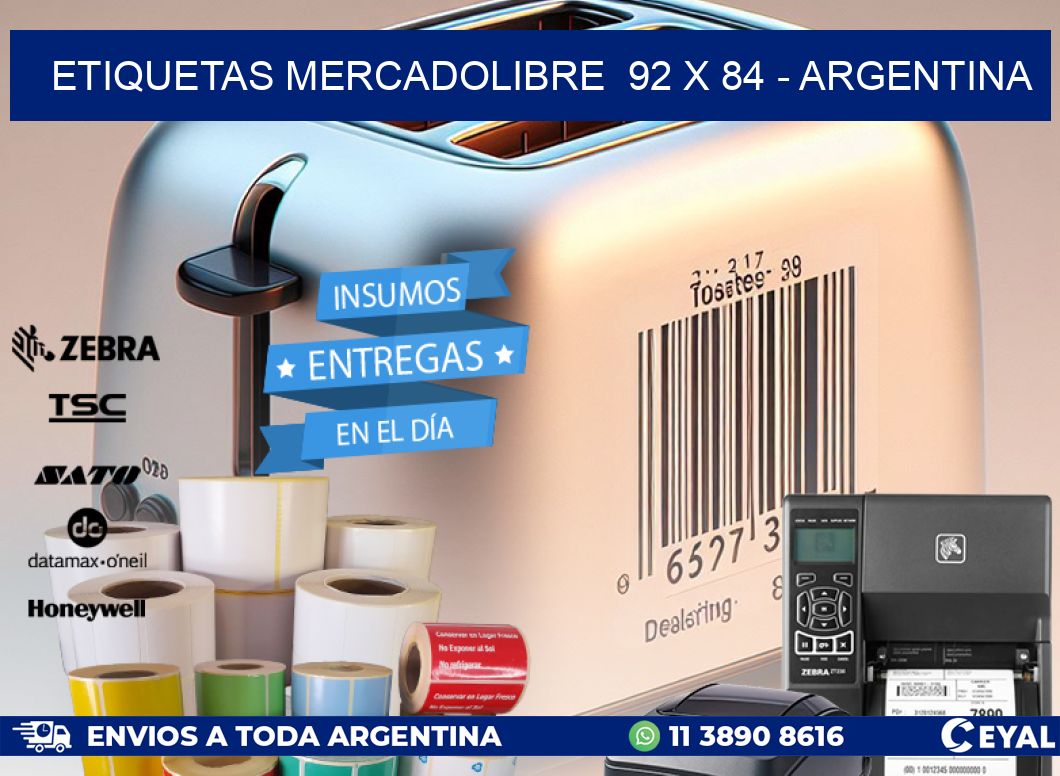 ETIQUETAS MERCADOLIBRE  92 x 84 - ARGENTINA