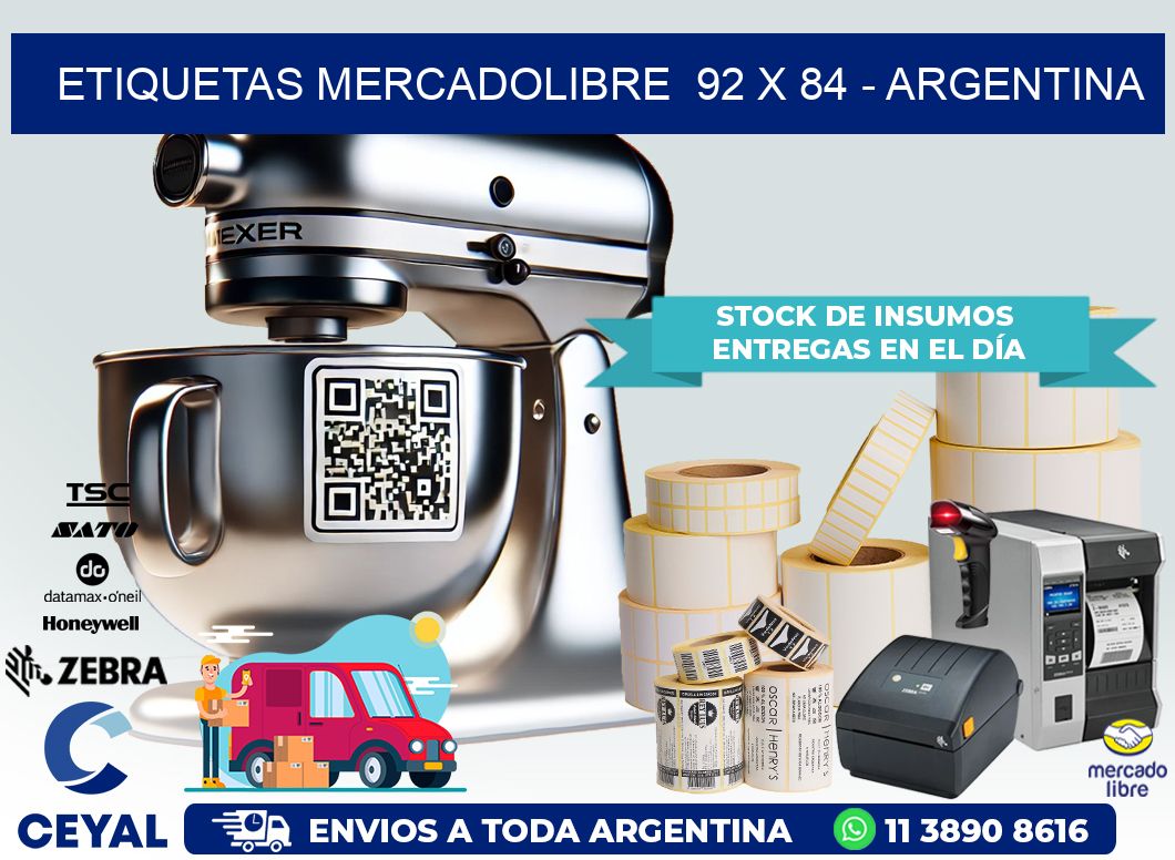 ETIQUETAS MERCADOLIBRE  92 x 84 – ARGENTINA