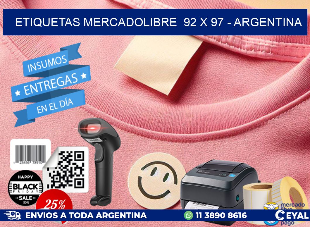 ETIQUETAS MERCADOLIBRE  92 x 97 - ARGENTINA