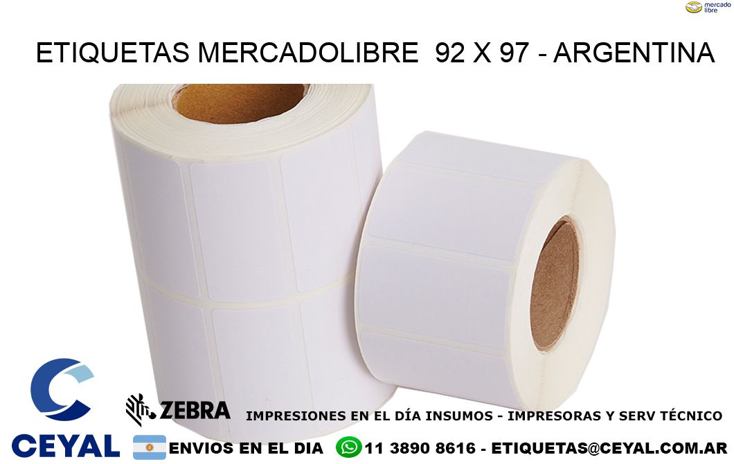 ETIQUETAS MERCADOLIBRE  92 x 97 - ARGENTINA