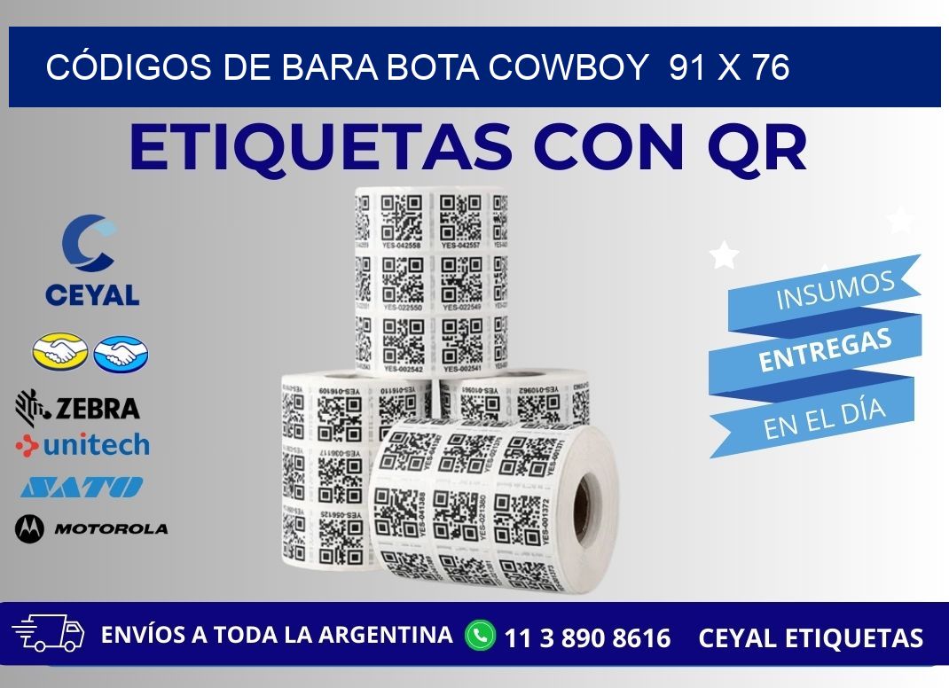 CÓDIGOS DE BARA BOTA COWBOY  91 x 76