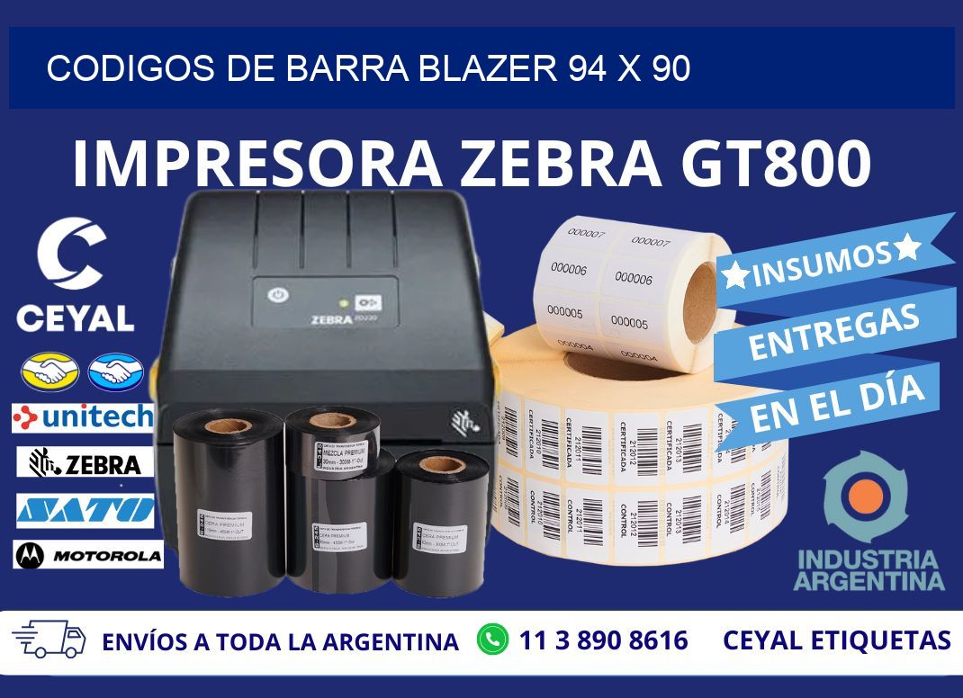 CODIGOS DE BARRA BLAZER 94 x 90