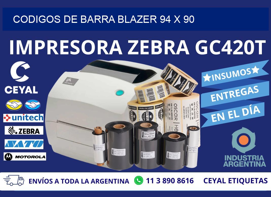 CODIGOS DE BARRA BLAZER 94 x 90