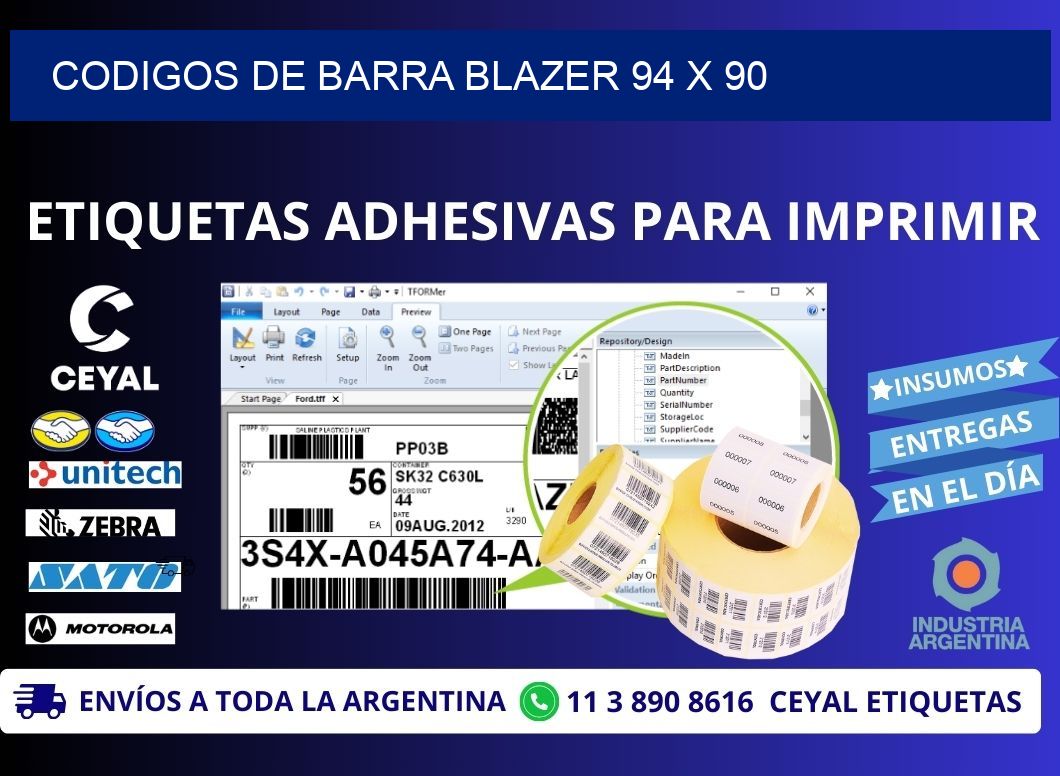 CODIGOS DE BARRA BLAZER 94 x 90