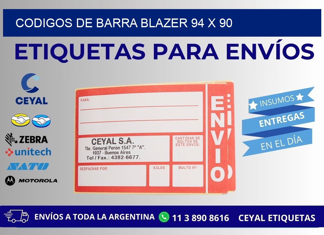 CODIGOS DE BARRA BLAZER 94 x 90