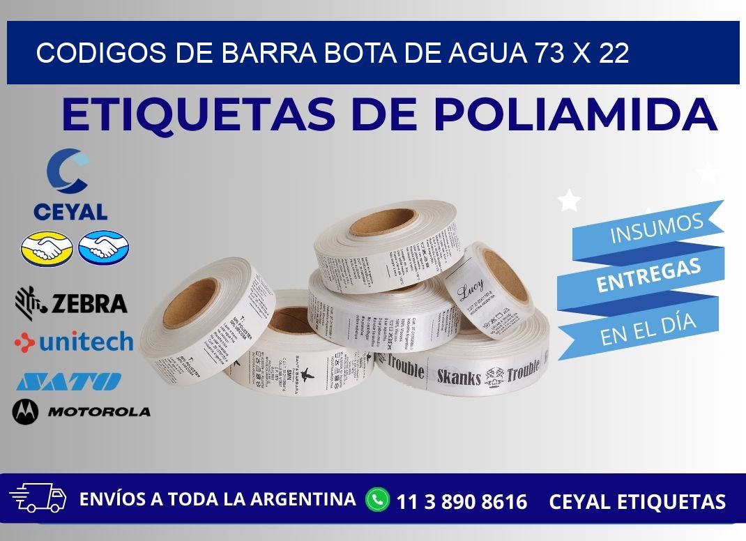 CODIGOS DE BARRA BOTA DE AGUA 73 x 22