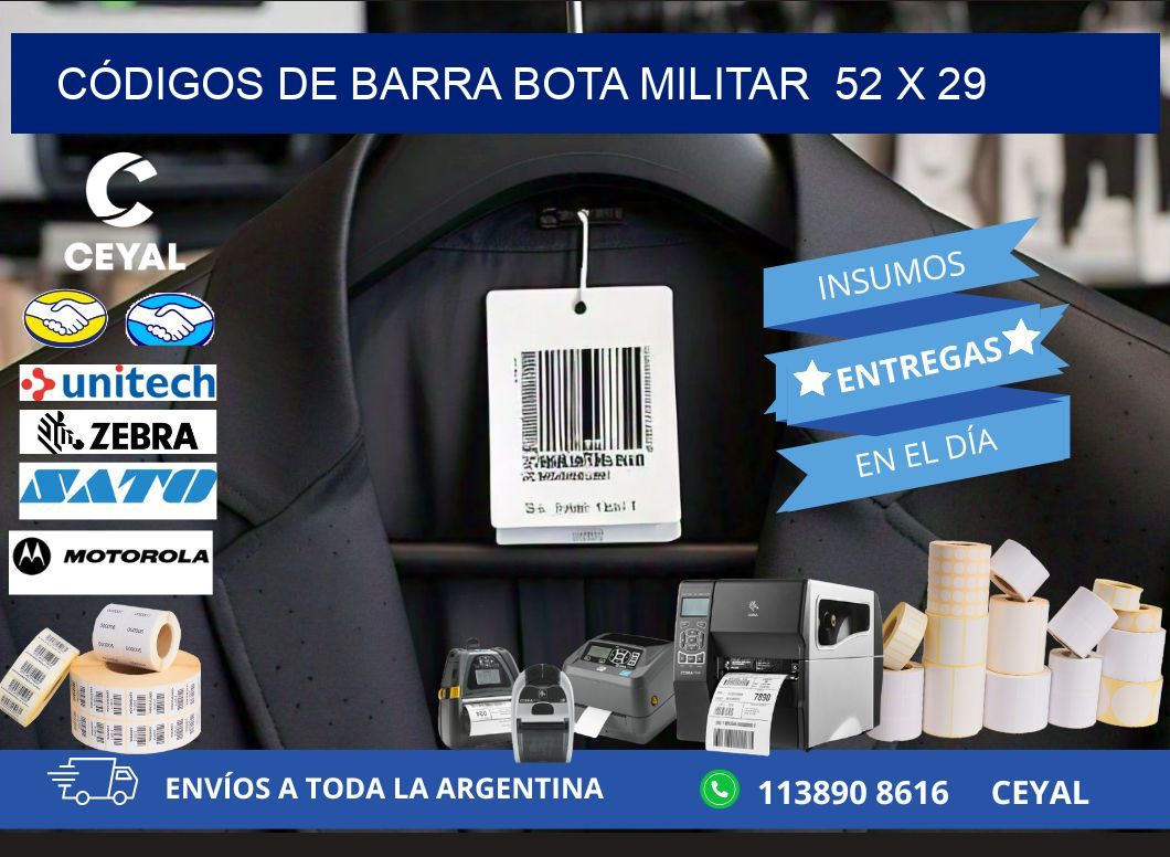 CÓDIGOS DE BARRA BOTA MILITAR  52 x 29