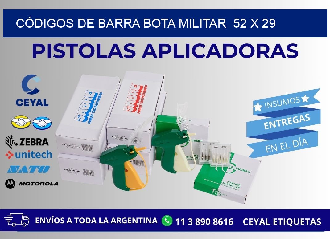 CÓDIGOS DE BARRA BOTA MILITAR  52 x 29