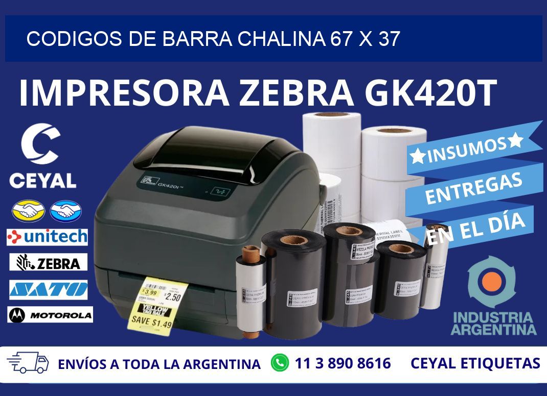 CODIGOS DE BARRA CHALINA 67 x 37