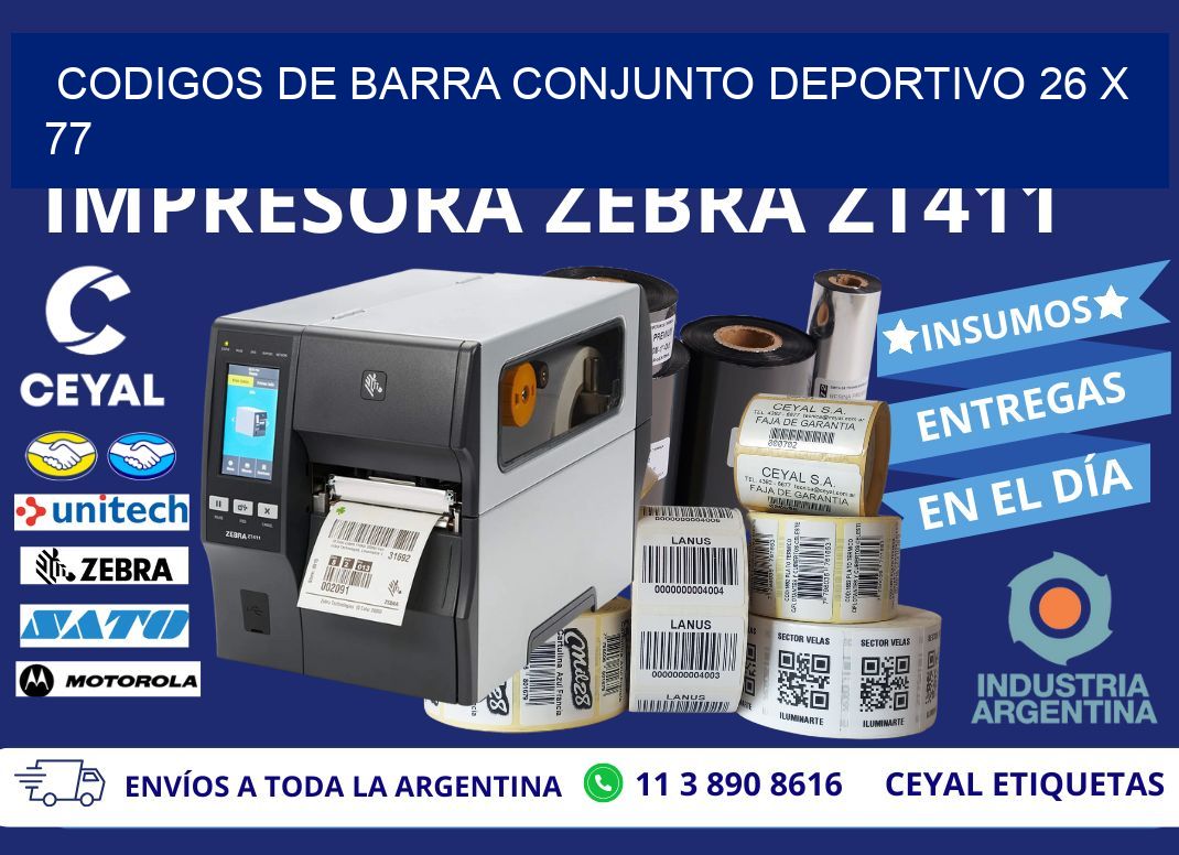 CODIGOS DE BARRA CONJUNTO DEPORTIVO 26 x 77