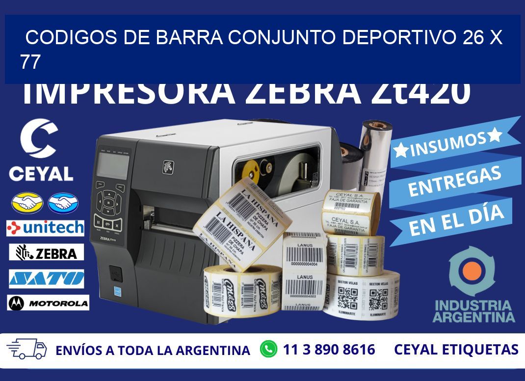 CODIGOS DE BARRA CONJUNTO DEPORTIVO 26 x 77