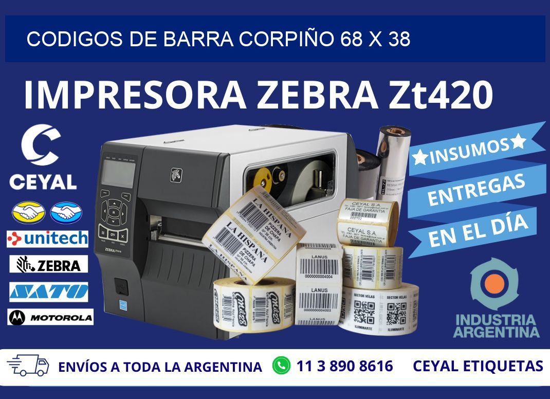 CODIGOS DE BARRA CORPIÑO 68 x 38