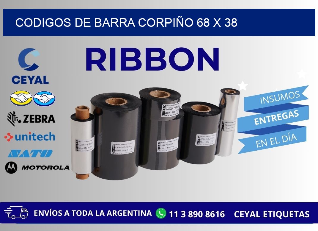 CODIGOS DE BARRA CORPIÑO 68 x 38