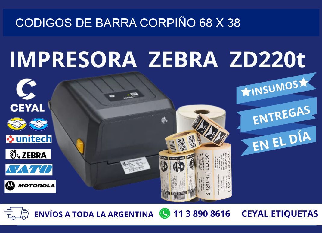 CODIGOS DE BARRA CORPIÑO 68 x 38