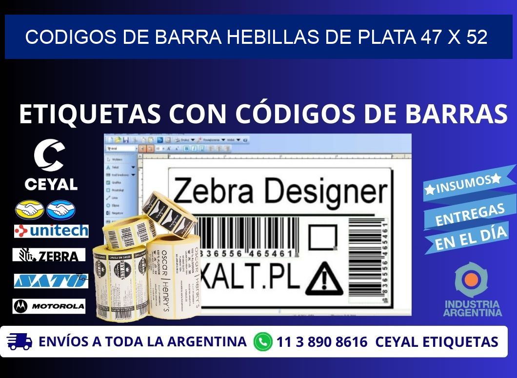 CODIGOS DE BARRA HEBILLAS DE PLATA 47 x 52