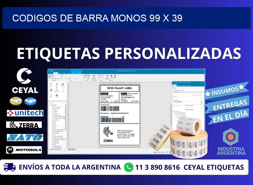 CODIGOS DE BARRA MONOS 99 x 39