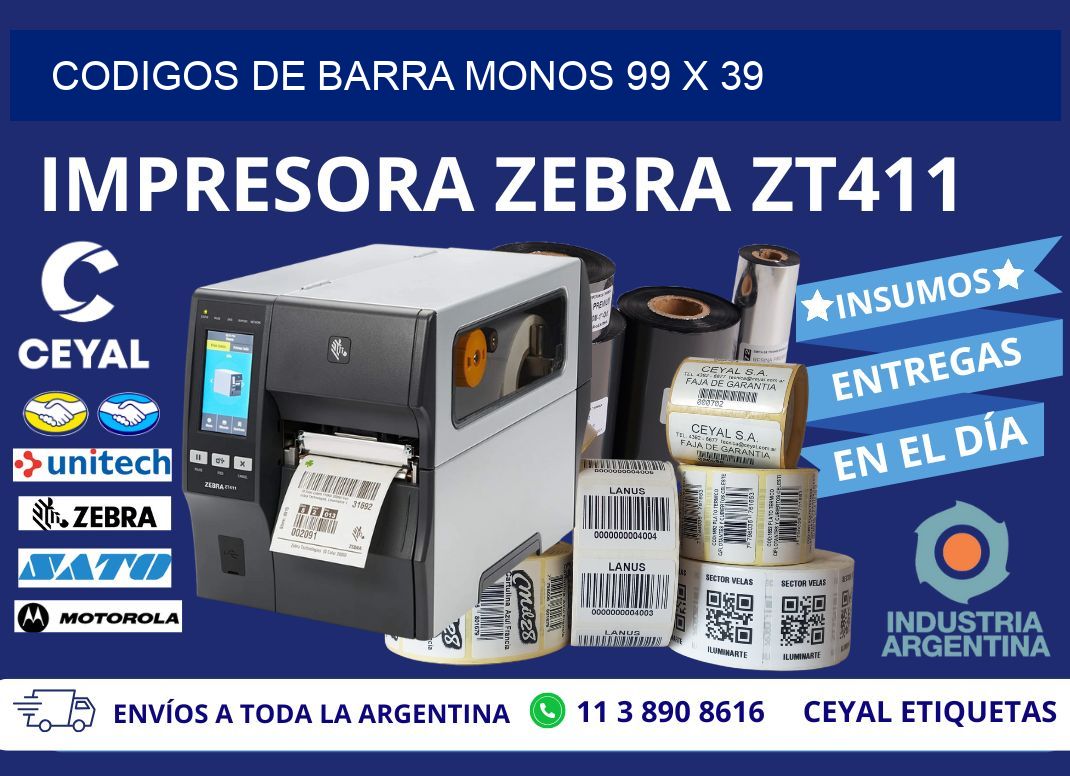 CODIGOS DE BARRA MONOS 99 x 39