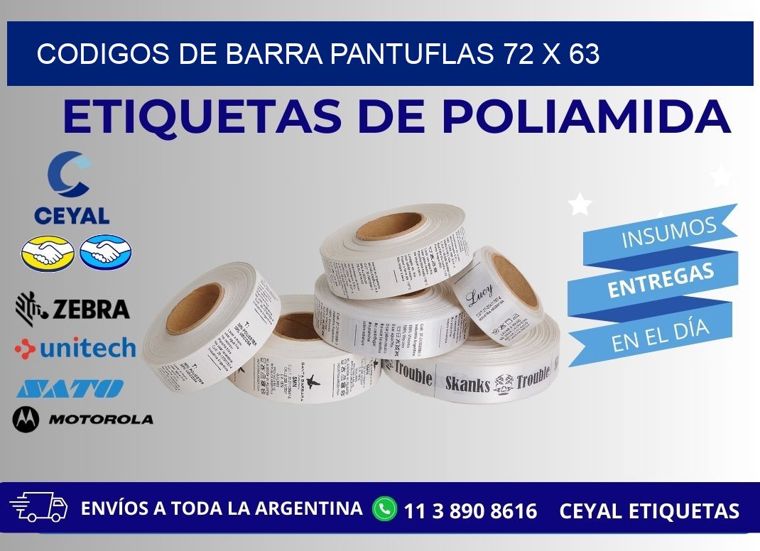 CODIGOS DE BARRA PANTUFLAS 72 x 63