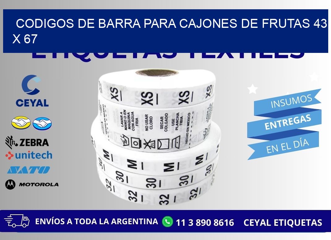 CODIGOS DE BARRA PARA CAJONES DE FRUTAS 43 x 67