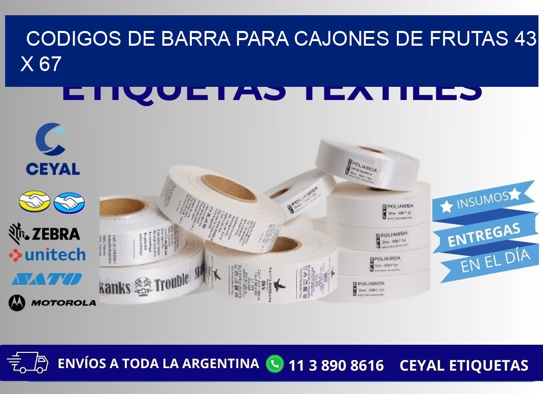 CODIGOS DE BARRA PARA CAJONES DE FRUTAS 43 x 67