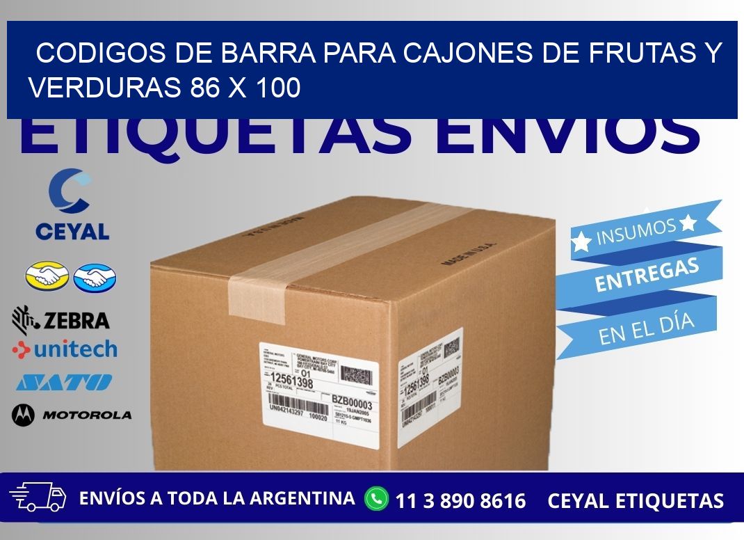 CODIGOS DE BARRA PARA CAJONES DE FRUTAS Y VERDURAS 86 x 100