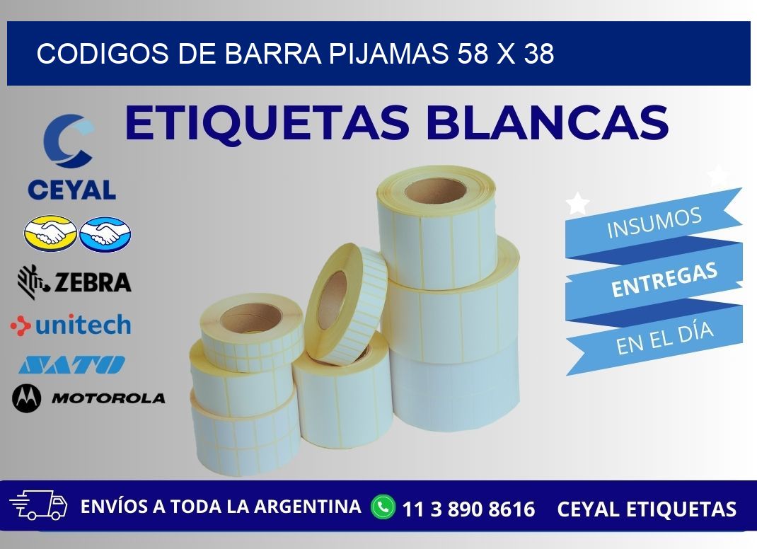 CODIGOS DE BARRA PIJAMAS 58 x 38