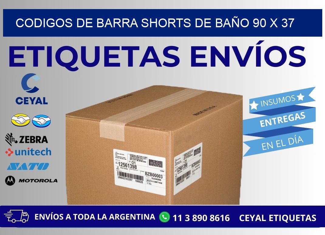 CODIGOS DE BARRA SHORTS DE BAÑO 90 x 37