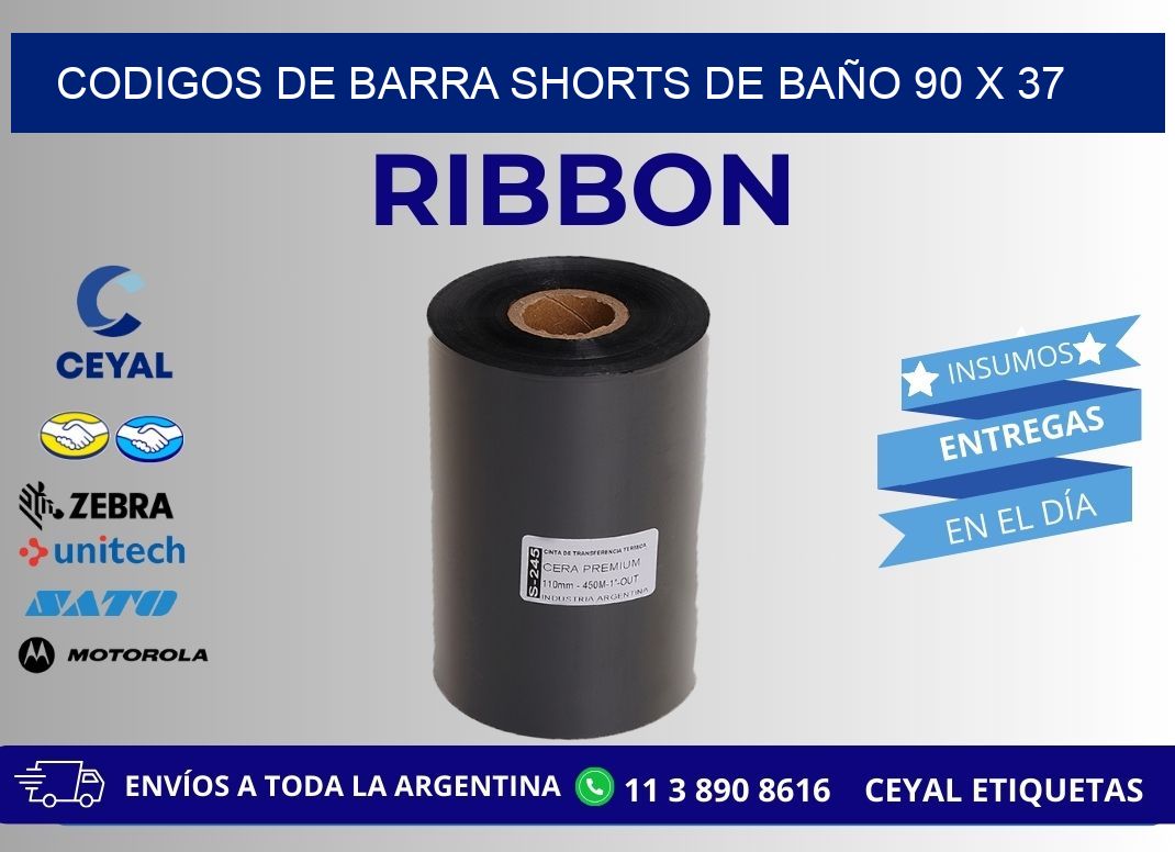 CODIGOS DE BARRA SHORTS DE BAÑO 90 x 37