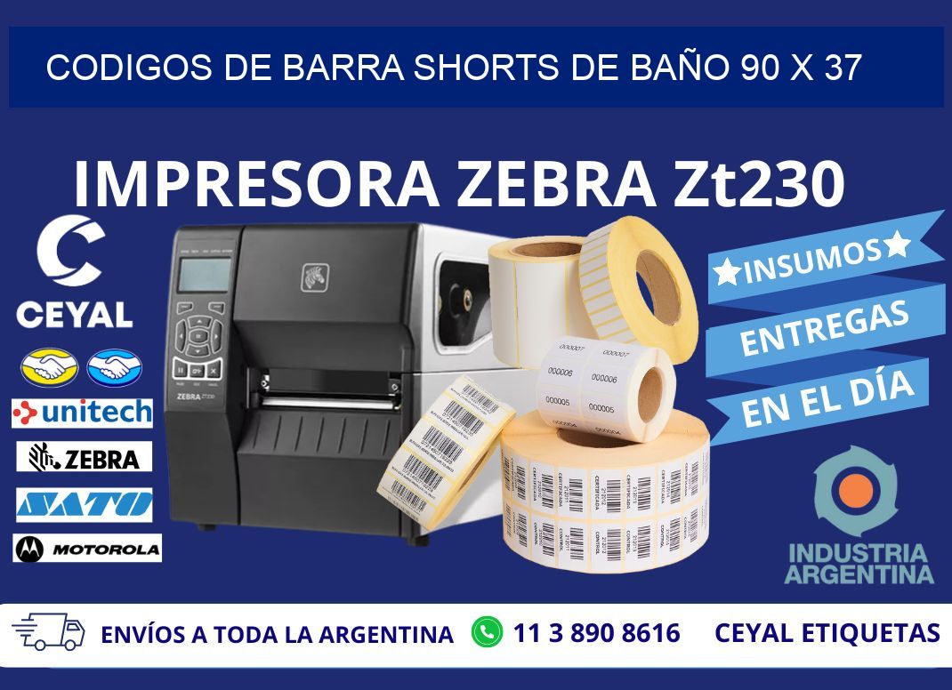 CODIGOS DE BARRA SHORTS DE BAÑO 90 x 37