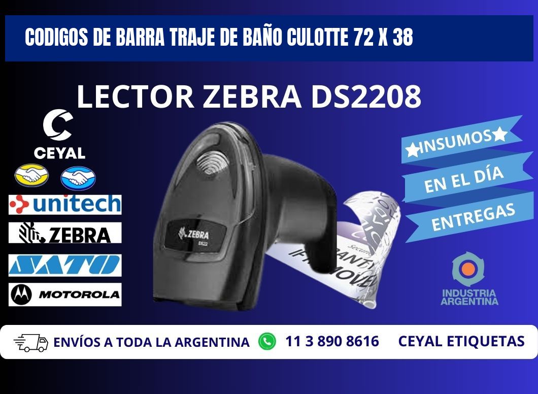 CODIGOS DE BARRA TRAJE DE BAÑO CULOTTE 72 x 38