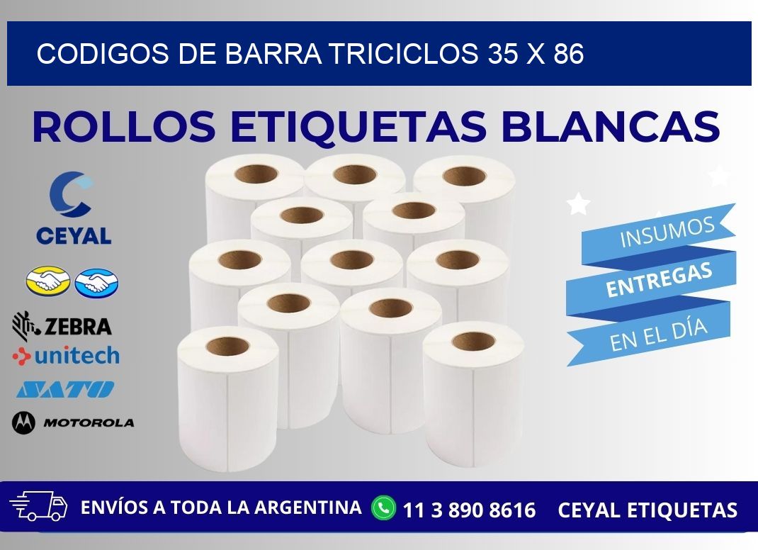 CODIGOS DE BARRA TRICICLOS 35 x 86