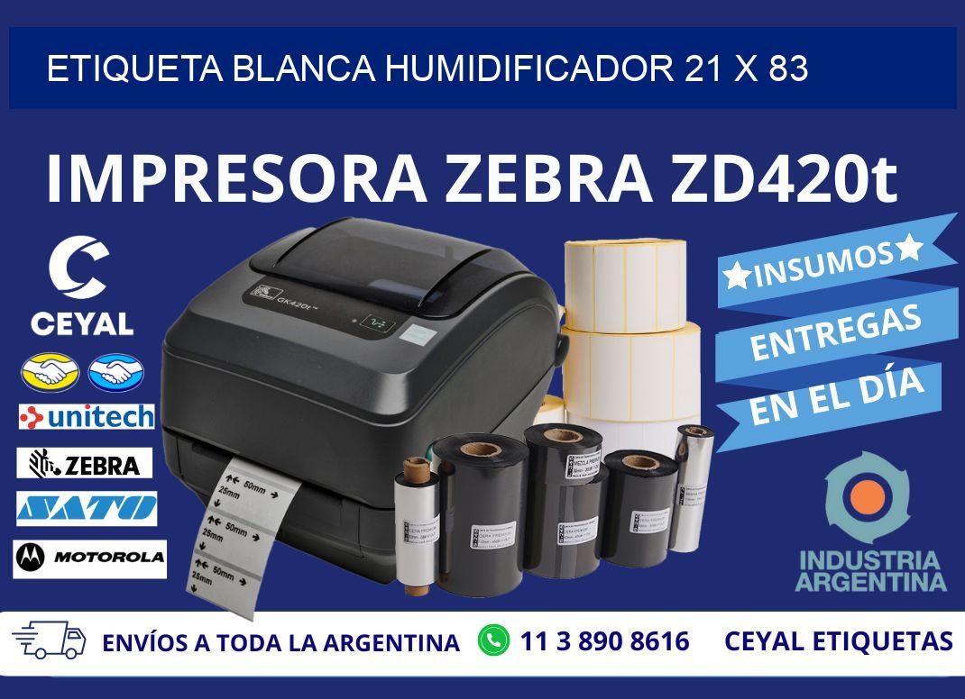 ETIQUETA BLANCA HUMIDIFICADOR 21 x 83