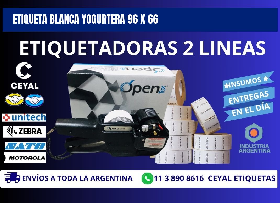 ETIQUETA BLANCA YOGURTERA 96 x 66