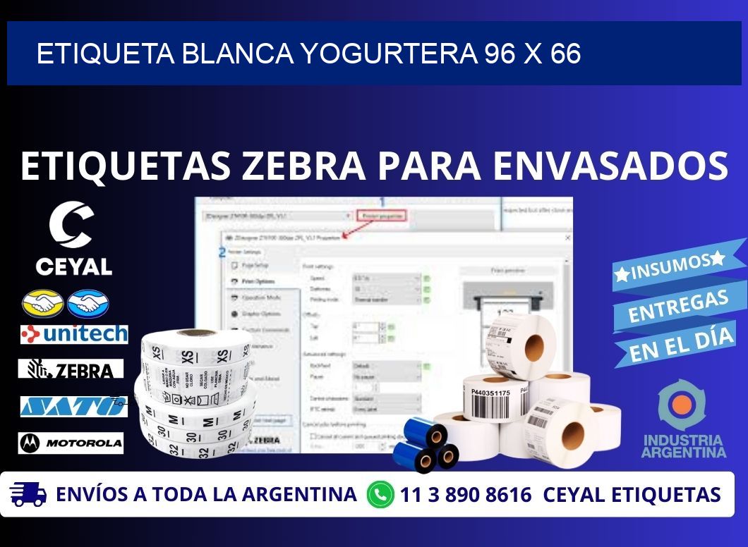 ETIQUETA BLANCA YOGURTERA 96 x 66