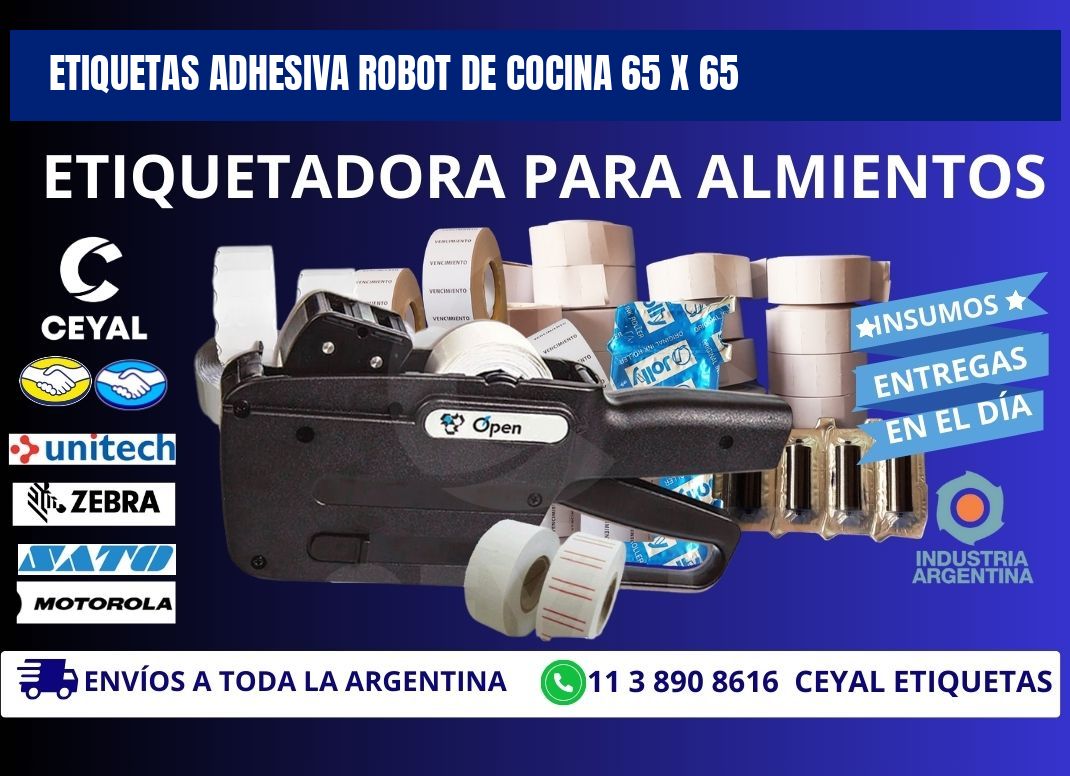 ETIQUETAS ADHESIVA ROBOT DE COCINA 65 x 65