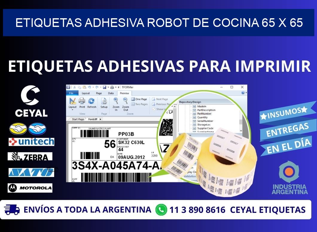 ETIQUETAS ADHESIVA ROBOT DE COCINA 65 x 65