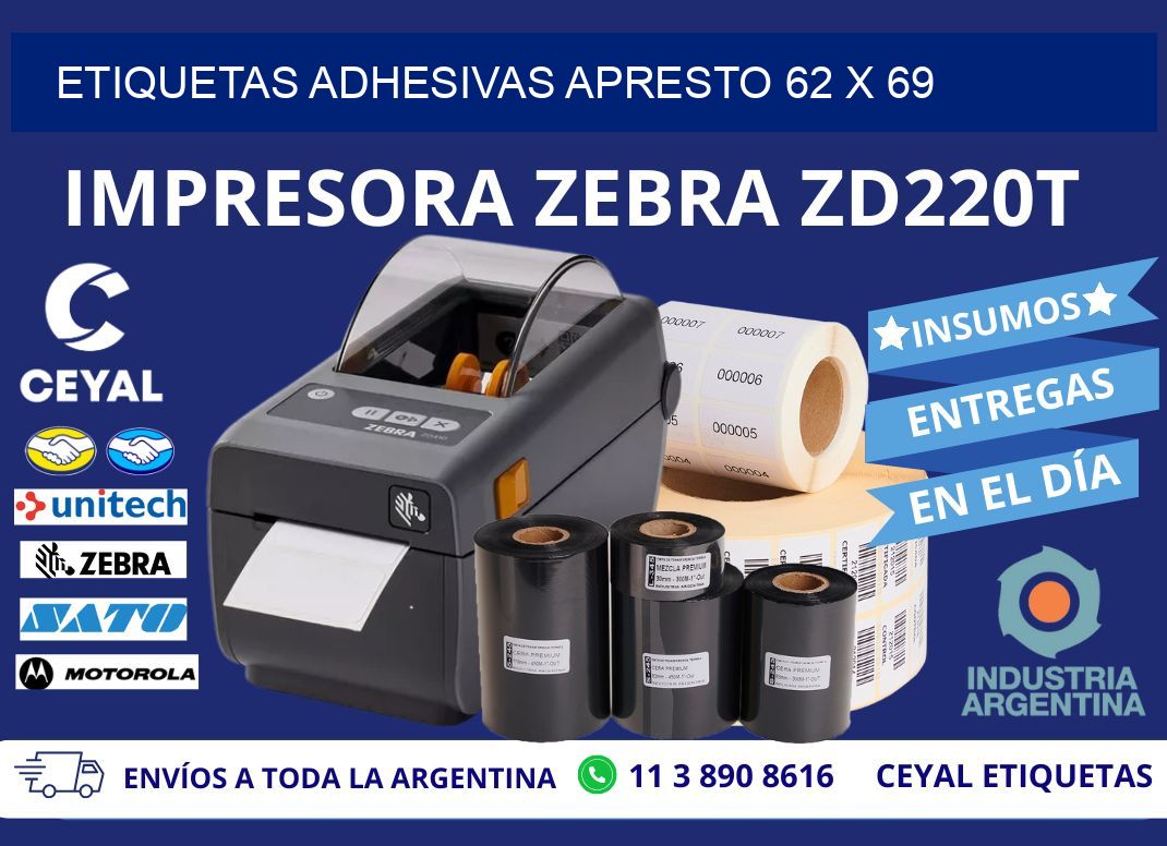 ETIQUETAS ADHESIVAS APRESTO 62 x 69