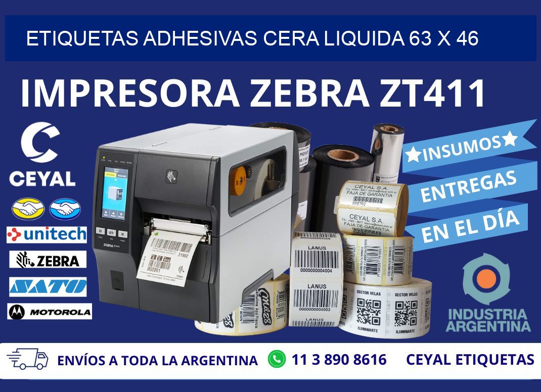 ETIQUETAS ADHESIVAS CERA LIQUIDA 63 x 46