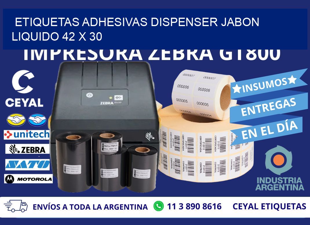 ETIQUETAS ADHESIVAS DISPENSER JABON LIQUIDO 42 x 30