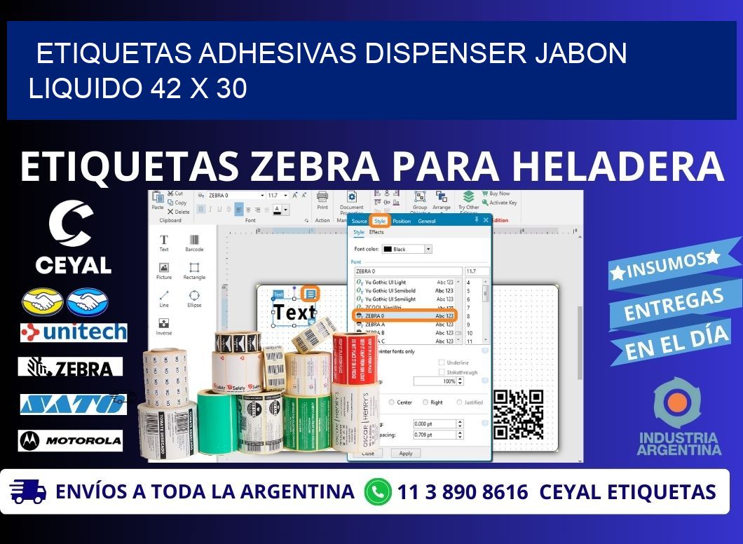 ETIQUETAS ADHESIVAS DISPENSER JABON LIQUIDO 42 x 30