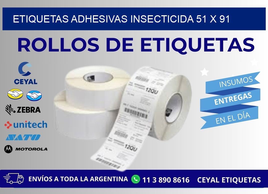 ETIQUETAS ADHESIVAS INSECTICIDA 51 x 91